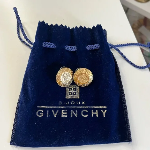 Givenchy vintage logo rare pierced earrings - Picture 5 of 11